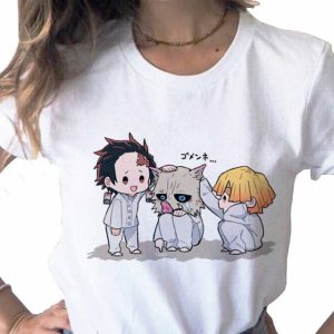 T shirt Demon Slayer femme Inosuke Tanjiro Zenitsu