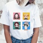T shirt Demon Slayer pour femme avec personnages