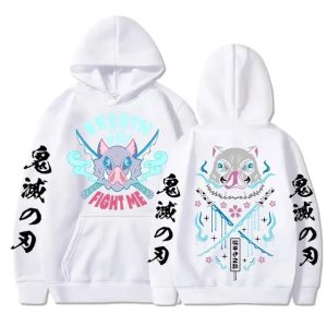 Sweat Pull à Capuche Demon Slayer Inosuke Blanc