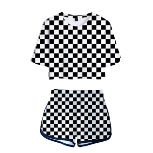 Pyjama demon slayer femme Tanjiro carreaux noir et blanc