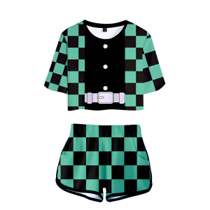 Pyjama demon slayer femme Tanjiro vert et noir