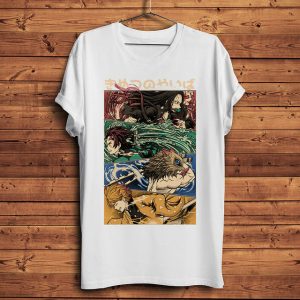 T shirt Demon Slayer avec Nezuko, Tanjiro, Inosuke, Zenitsu